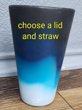 Silipint 16 oz Straw Tumbler Moon Beam Blue Black Ombre